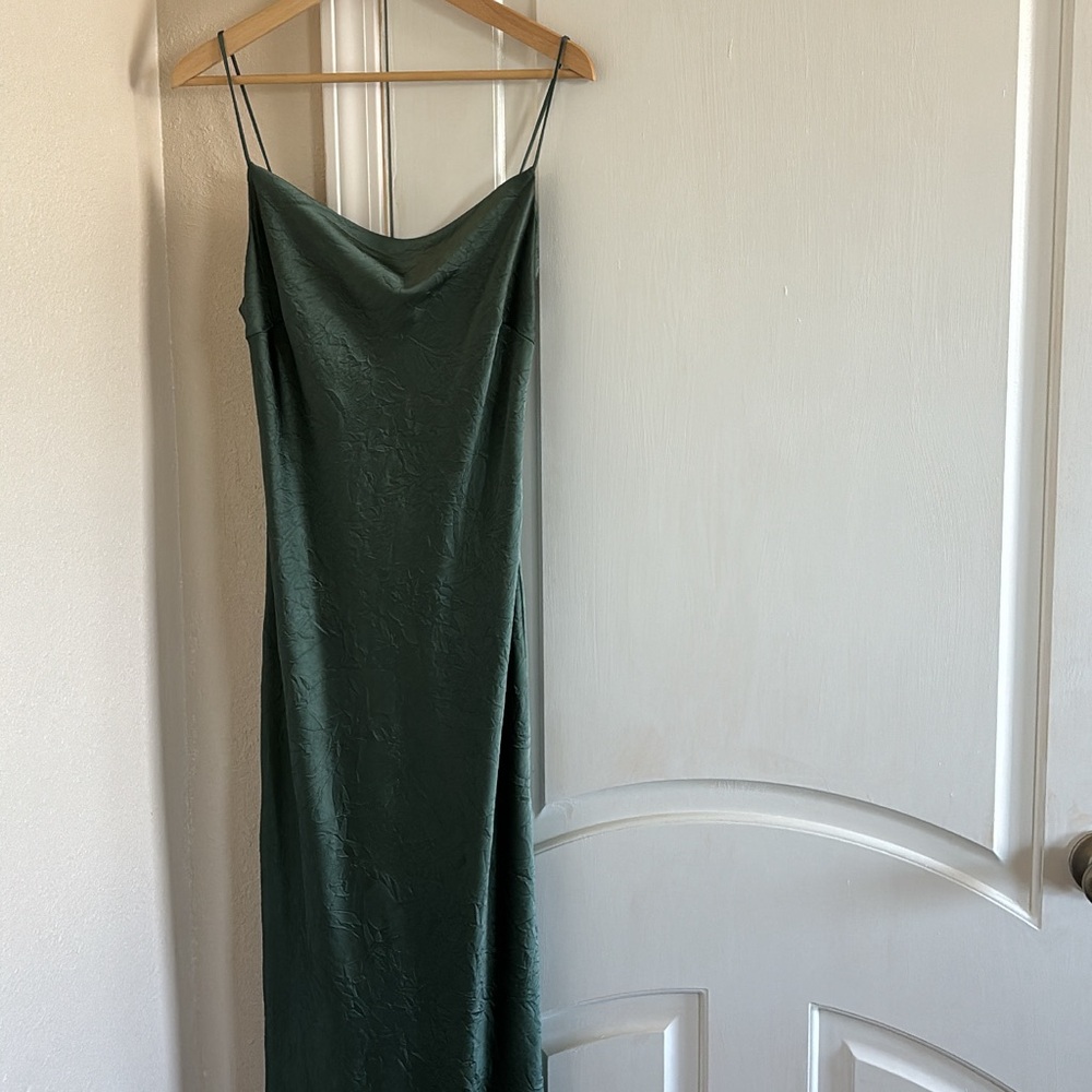 just female emerald cowl neck midi dress